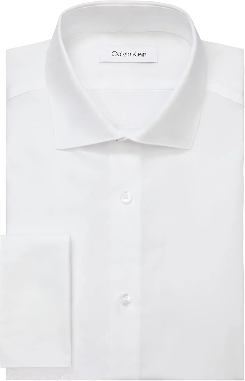 Calvin Klein Men's Non Iron Slim Fit French Cuff Dress Shirt, White, 16.5" Neck 36"-37" Sleeve
