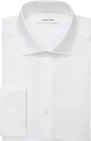 Calvin Klein Men's Non Iron Slim Fit French Cuff Dress Shirt, White, 16.5" Neck 36"-37" Sleeve