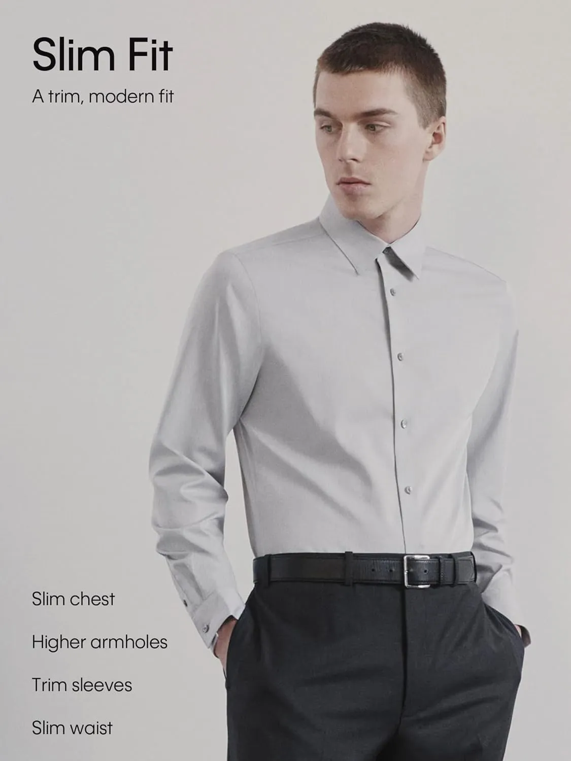 Calvin Klein Men's Non Iron Slim Fit Herringbone French Cuff Dress Shirt