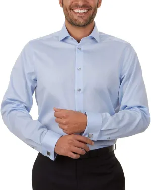 Calvin Klein Men's Non Iron Slim Fit Herringbone French Cuff Dress Shirt