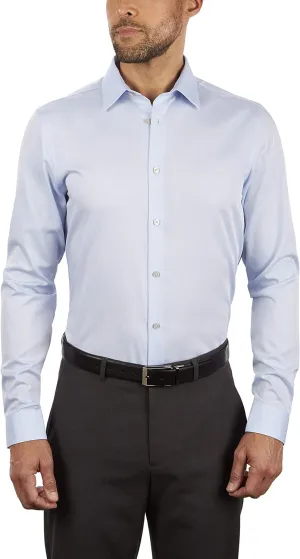 Calvin Klein Men's Slim Fit Non Iron Herringbone Solid, Blue, 17/32-33