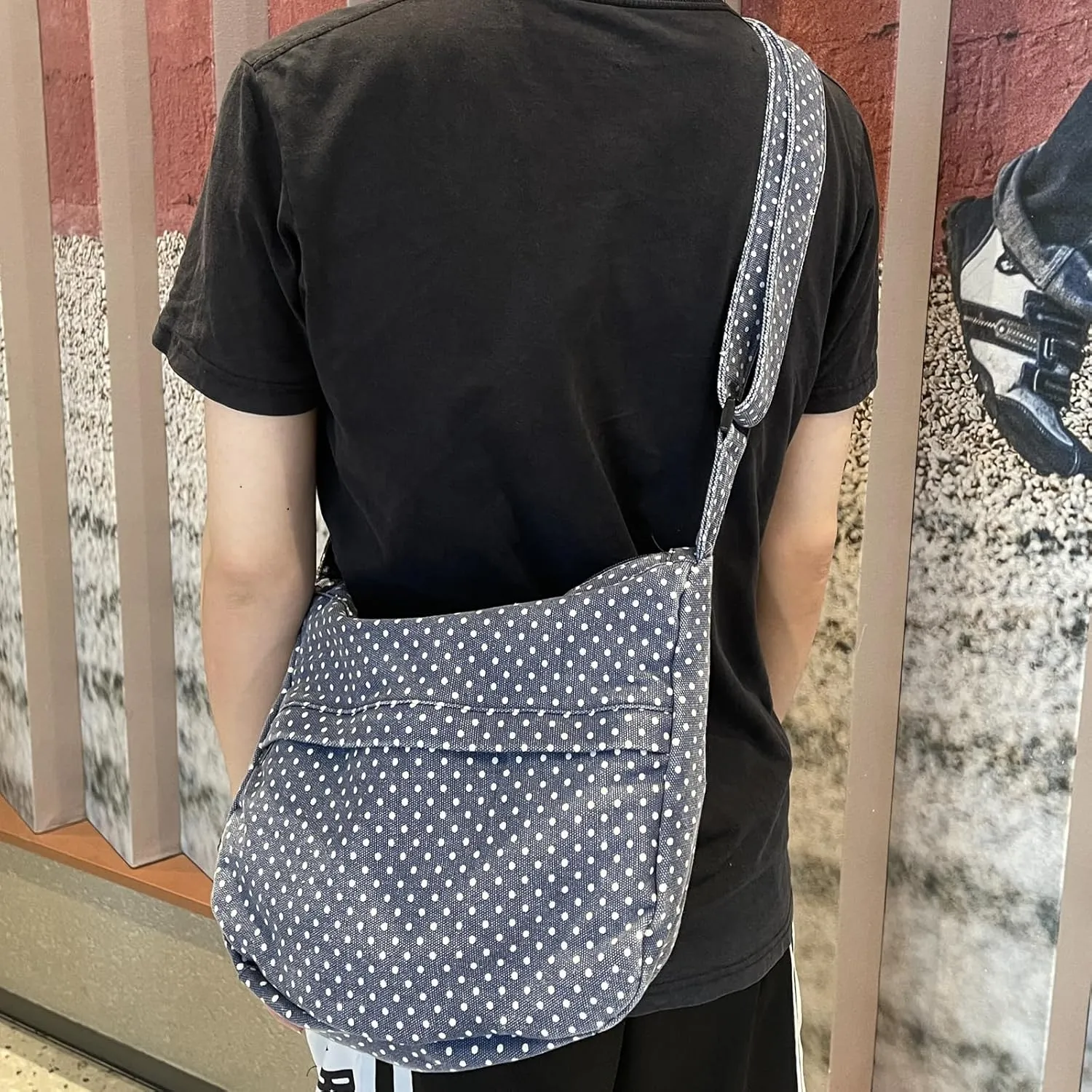 Canvas Casual Messenger Bag Hobo Crossbody Bag Canvas Shouder Tote Handbag for Women and Men