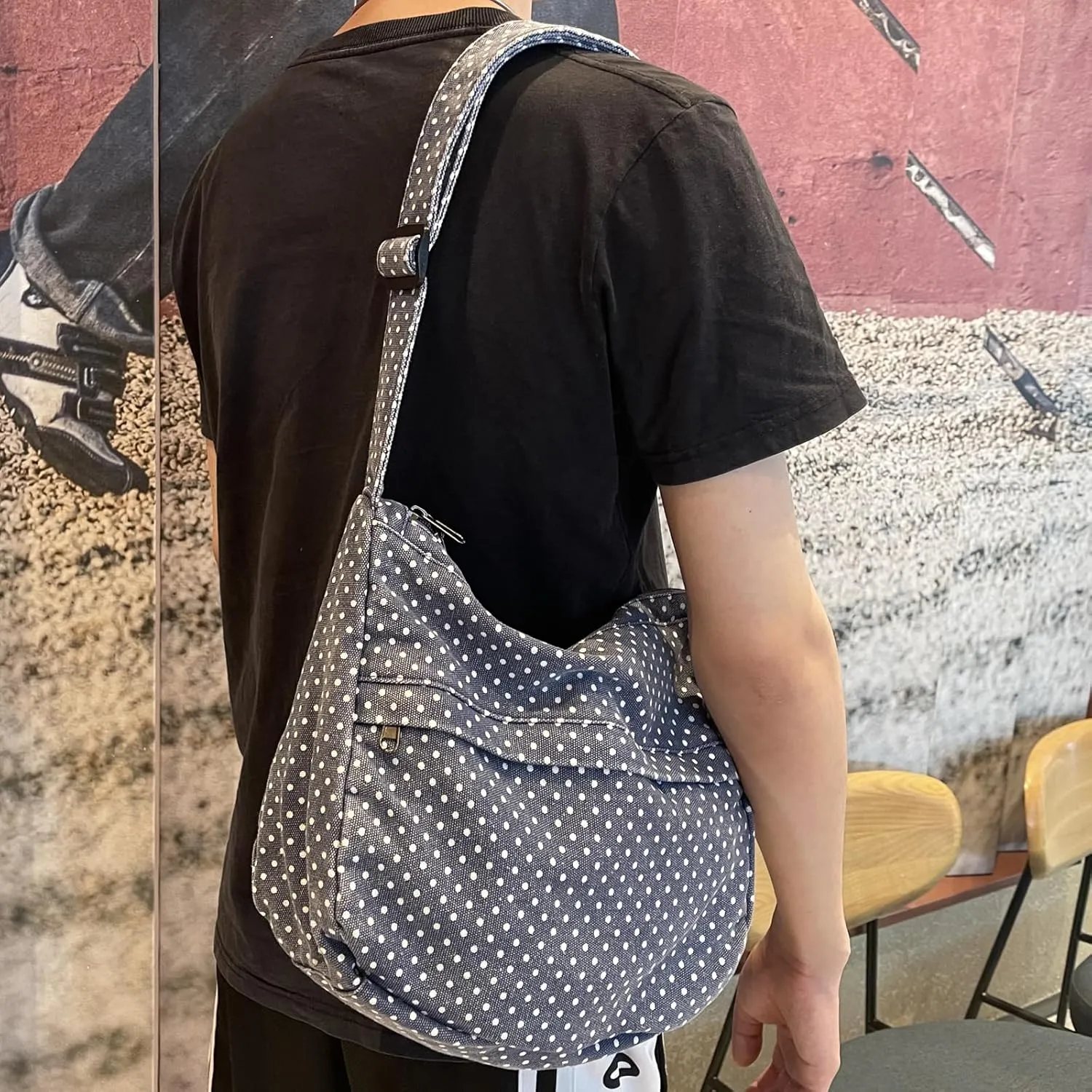 Canvas Casual Messenger Bag Hobo Crossbody Bag Canvas Shouder Tote Handbag for Women and Men