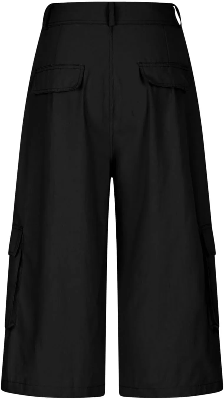 Capri Cargo Pants for Women with Pockets High Waisted Wide Leg Baggy Cargo Capris Casual Vintage Cropped Pants