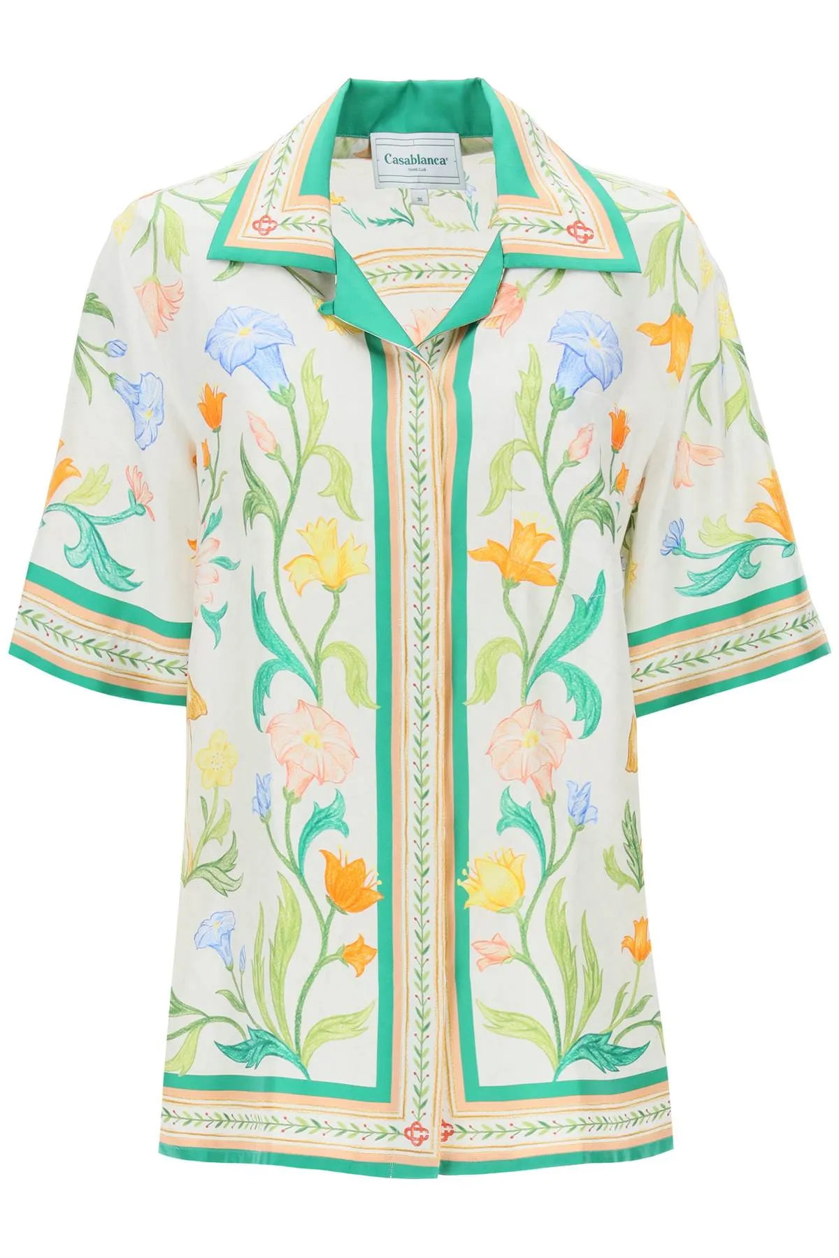 Casablanca cuban collar shirt with floral motif all-over