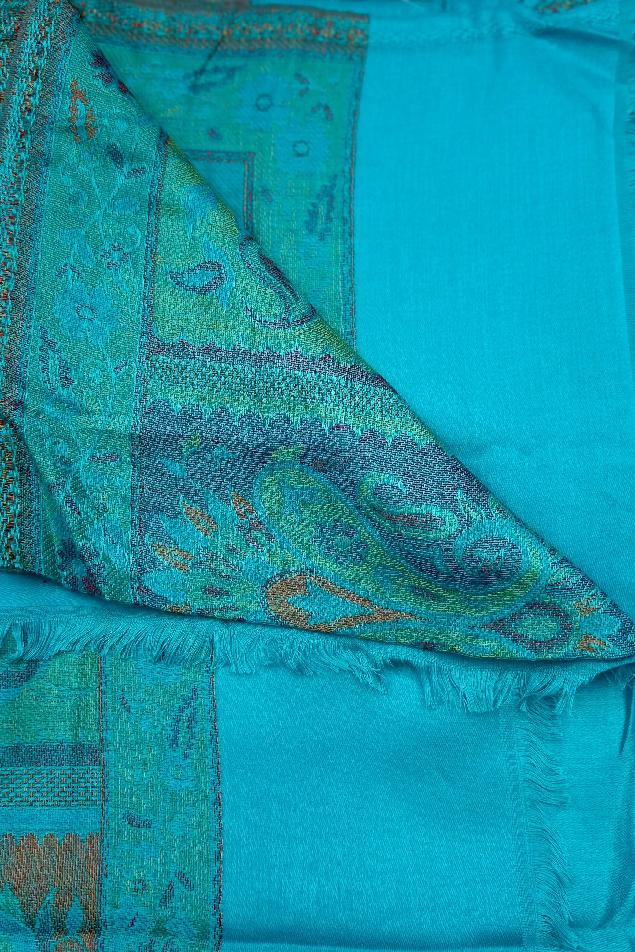 Cashmere & Bamboo Scarf In Turquoise Paisley