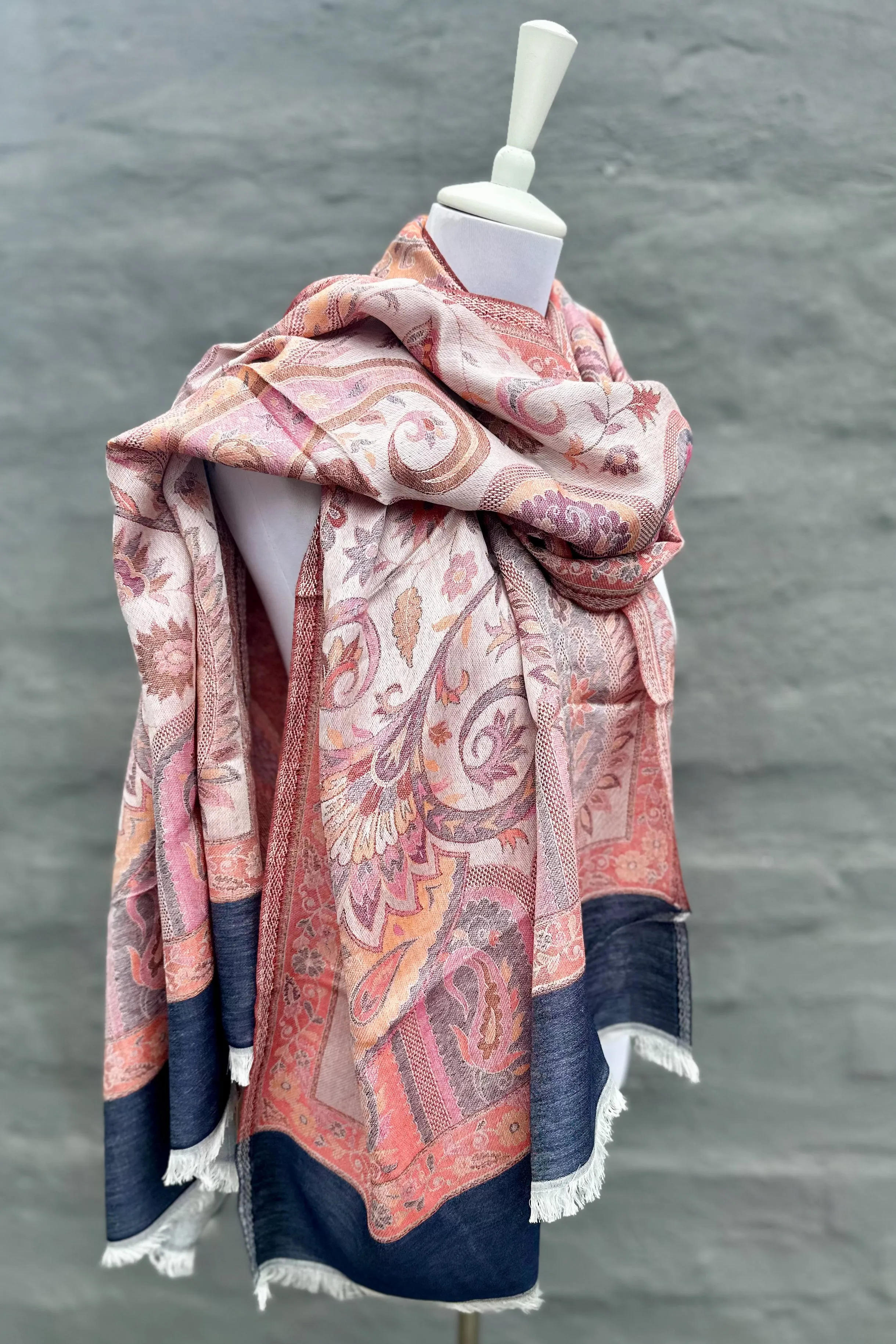 Cashmere & Bamboo Scarf In Warm Paisley