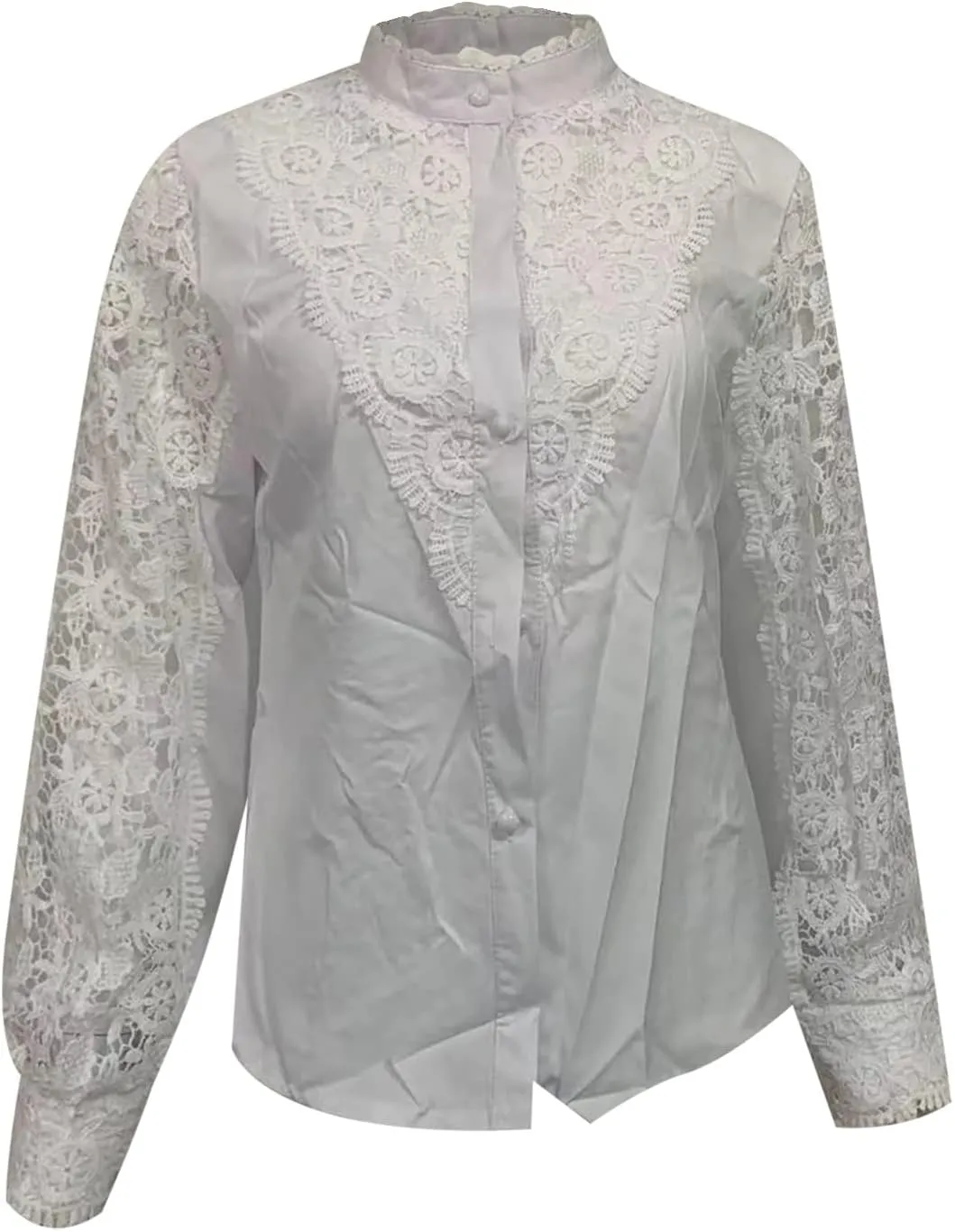 Ceboyel Women Hollow-Out Lace Sleeve Tops Bohemian Style Blouses Pullover Dressy Casual Shirts Trendy Boho Fall Outfits 2023