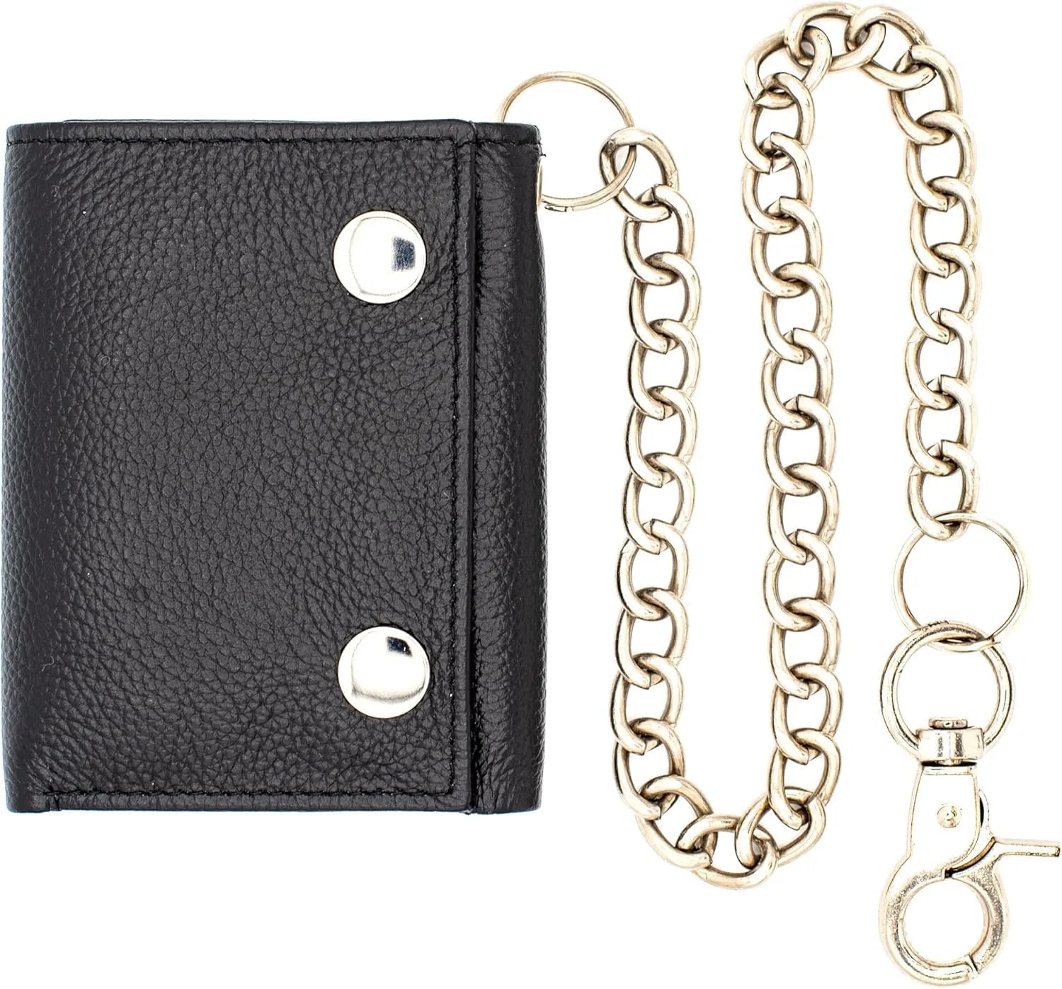 Chain Wallets for men Biker Chains Top-Grain Cow Leather Trifold Wallet With Chain RFID-Safe Snake Texture, Durable Wallet Leather Wallets Design In USA (J110-WC, Black)