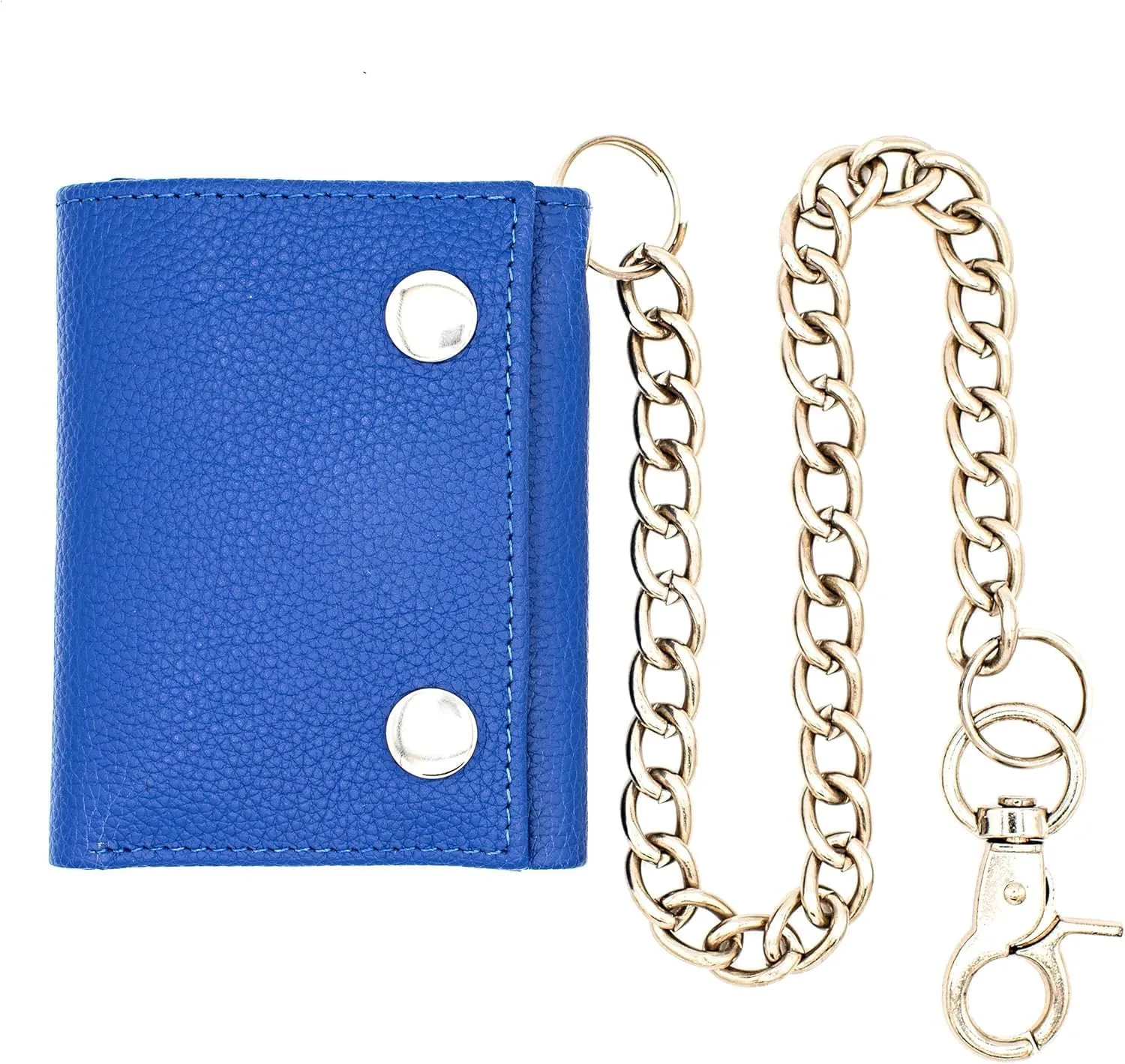 Chain Wallets for Men Biker Chains Top-Grain Cow Leather Trifold Wallet With Chain RFID-Safe Snake Texture, Durable Wallet Leather Wallets Design In USA (J110-WC, Blue)