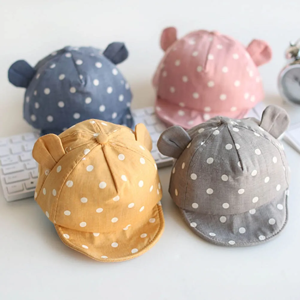 Children Sun Hats Toddler Cap Cute Dot Baby Caps Girl Boys Sun Hat With Ear For Spring Newborn Photography Props Baseball Cap