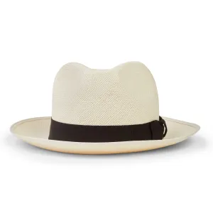Christys' Classic Preset Panama Hat - Black Band Bleached
