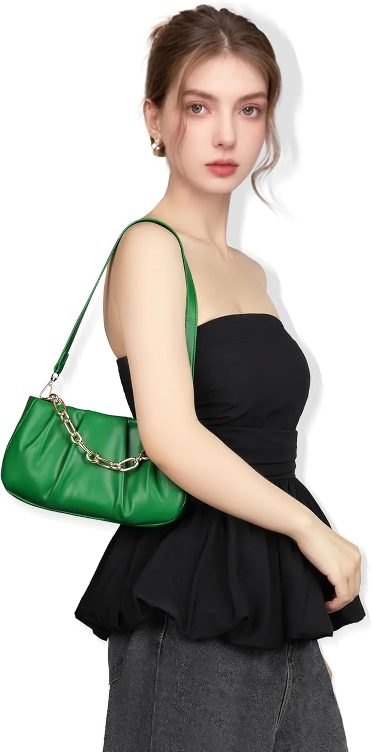 Clutch Purse for Women - Evening Small Shoulder Bag Anti Theft Removable Chain Adjustable Strap PU Handbag