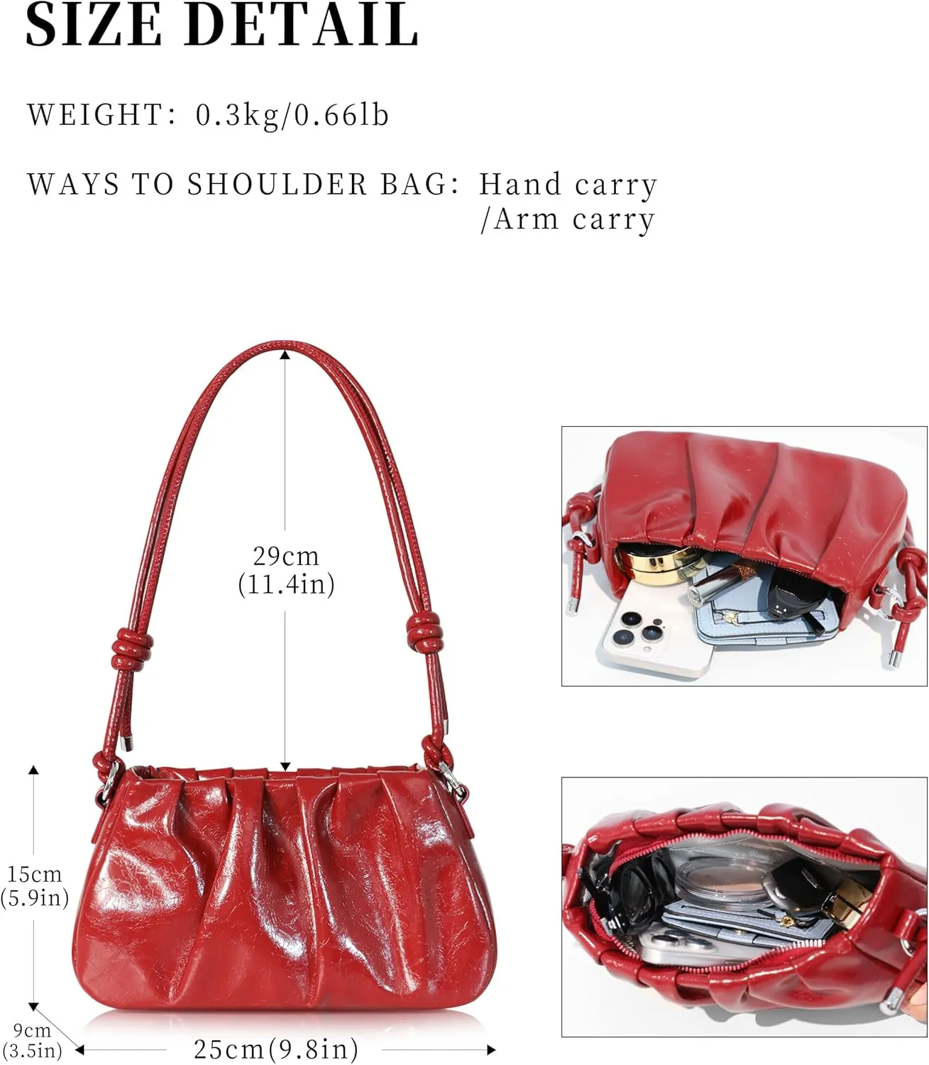 Clutch Purse for Women - Evening Small Shoulder Bag Anti Theft Removable Chain Adjustable Strap PU Handbag