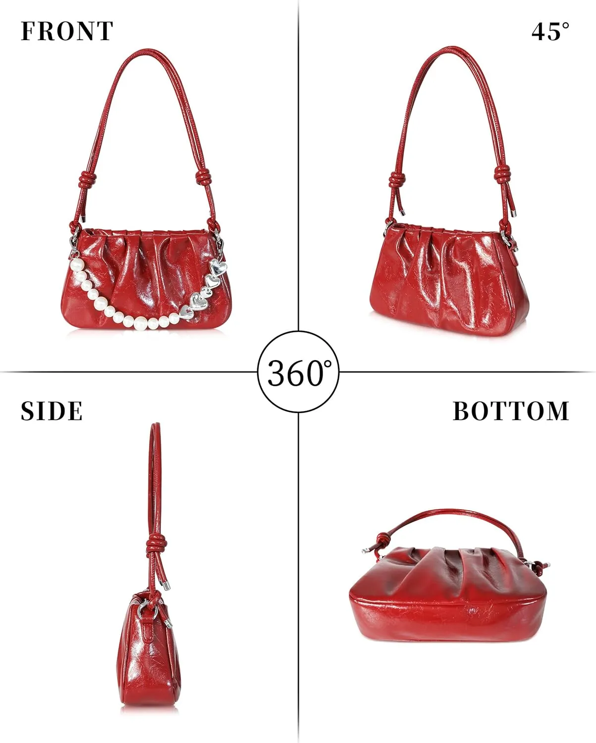 Clutch Purse for Women - Evening Small Shoulder Bag Anti Theft Removable Chain Adjustable Strap PU Handbag