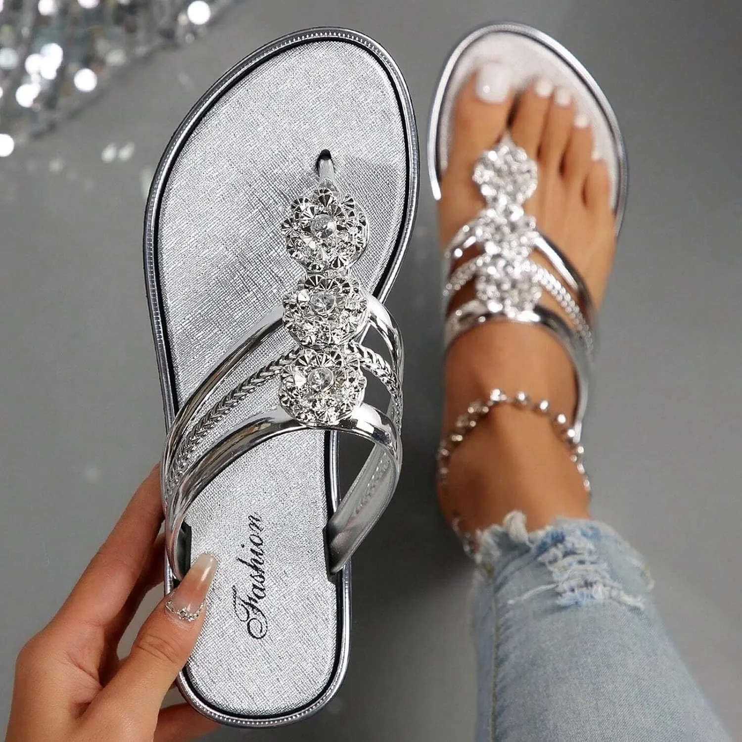 Comfortable Slip on Slide Sandals for Women Fashion Casual Strappy Cool Shoes Casual Non Slip Flat Sandals