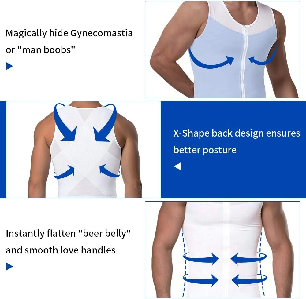 Compression Shirts for Men Body Shaper Slimming Shirts Shapewear with Zipper