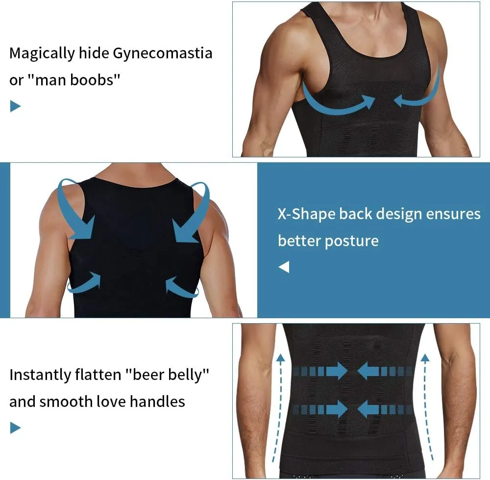 Compression Shirts for Men Body Shaper Slimming Shirts Shapewear with Zipper