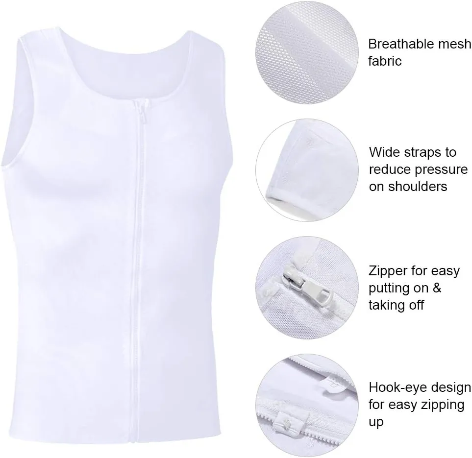 Compression Shirts for Men Body Shaper Slimming Shirts Shapewear with Zipper