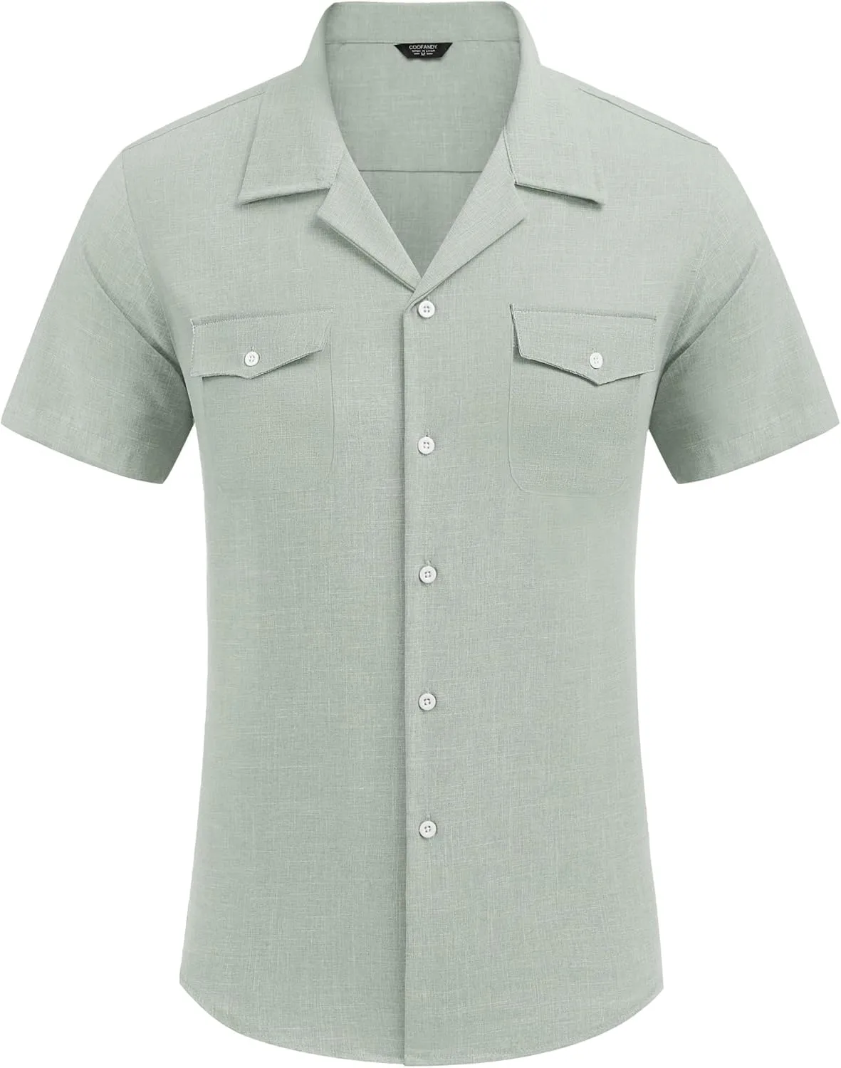 COOFANDY Men's Linen Short Sleeve Button Down Shirt Casual Cuban Collar Summer Beach Shirts Vacation Essentials