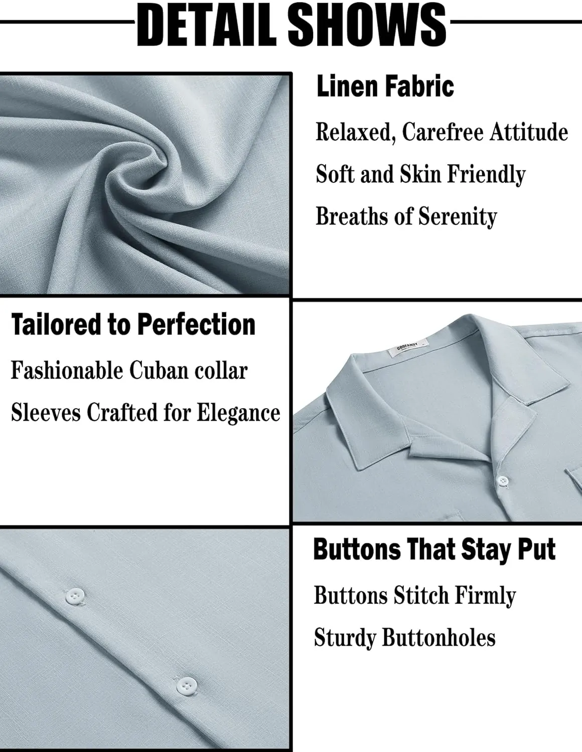 COOFANDY Men's Linen Short Sleeve Button Down Shirt Casual Cuban Collar Summer Beach Shirts Vacation Essentials