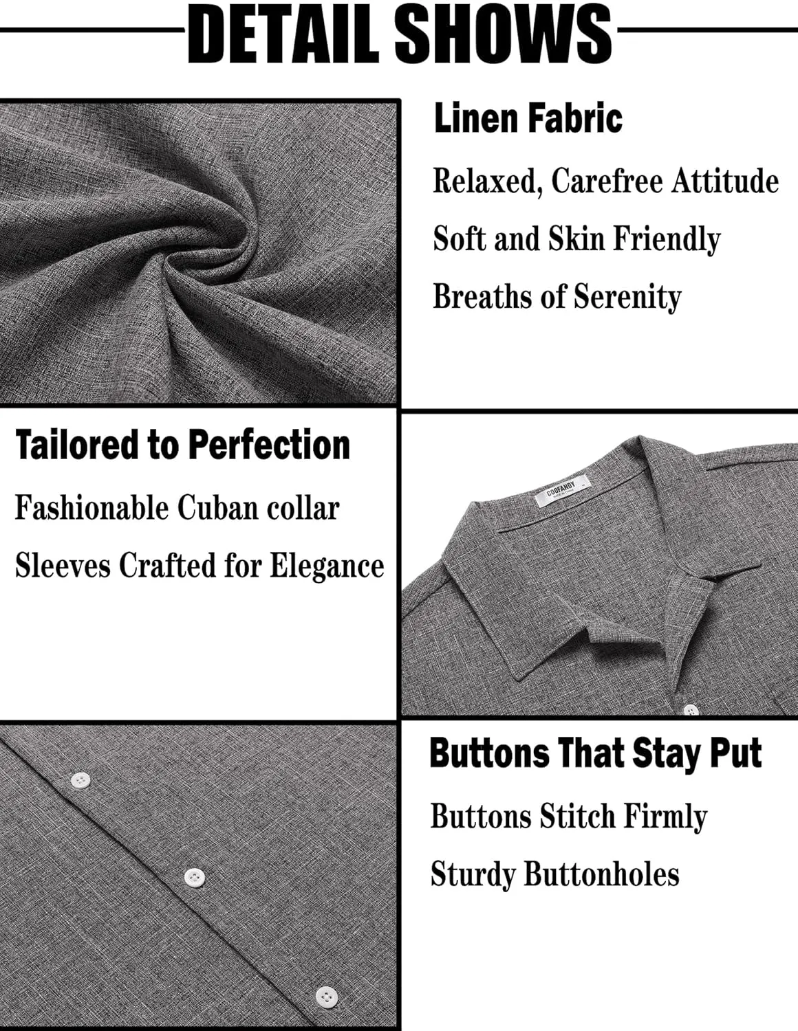 COOFANDY Men's Linen Short Sleeve Button Down Shirt Casual Cuban Collar Summer Beach Shirts Vacation Essentials