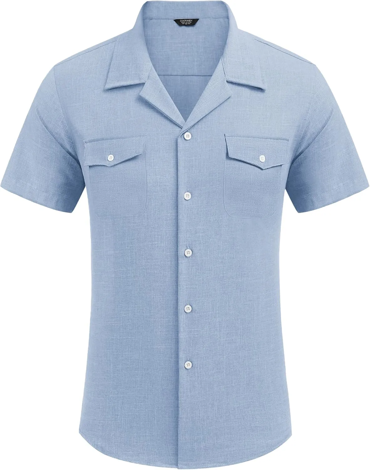 COOFANDY Men's Linen Short Sleeve Button Down Shirt Casual Cuban Collar Summer Beach Shirts Vacation Essentials
