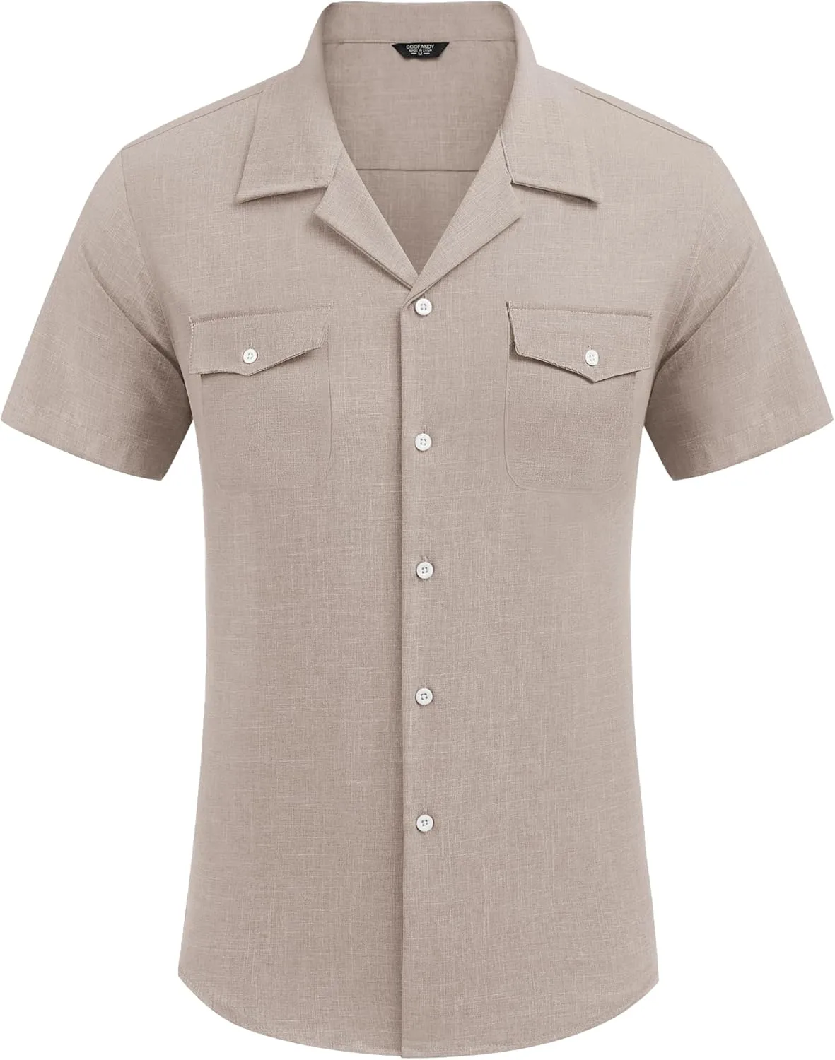 COOFANDY Men's Linen Short Sleeve Button Down Shirt Casual Cuban Collar Summer Beach Shirts Vacation Essentials
