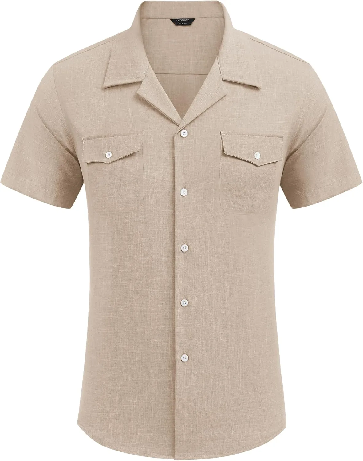 COOFANDY Men's Linen Short Sleeve Button Down Shirt Casual Cuban Collar Summer Beach Shirts Vacation Essentials