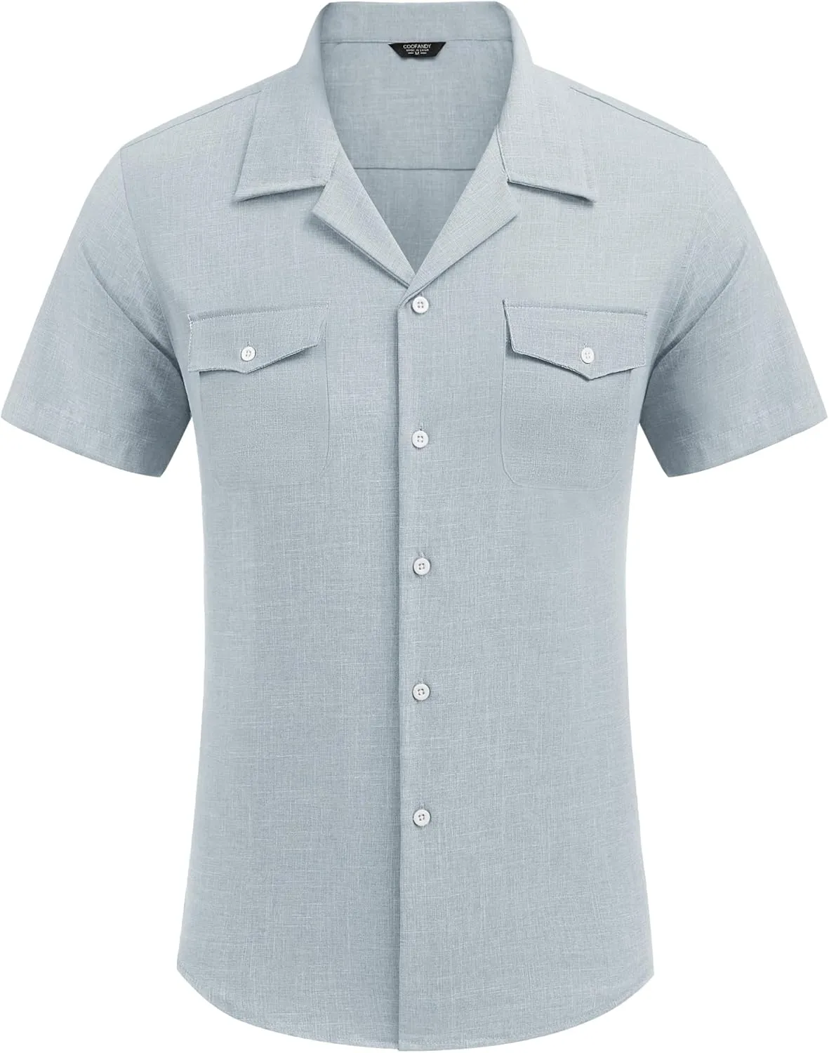 COOFANDY Men's Linen Short Sleeve Button Down Shirt Casual Cuban Collar Summer Beach Shirts Vacation Essentials