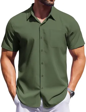 COOFANDY Mens Short Sleeve Dress Shirts Button Down Shirts Regular Fit Business Casual Shirt with Pocket