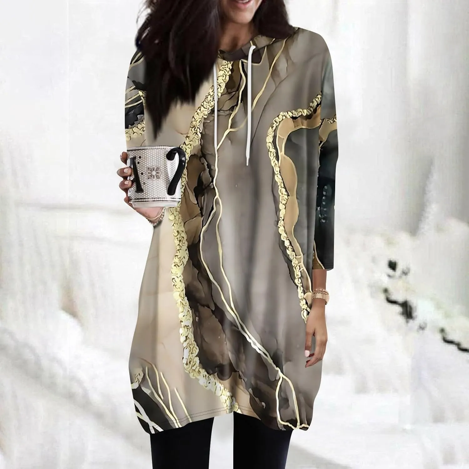 COTECRAM Womens Fall Oversized Hoodies 3/4 Length Sleeve Casual Shirts Fashion Tunic Tops Lightweight Pullover with Pockets