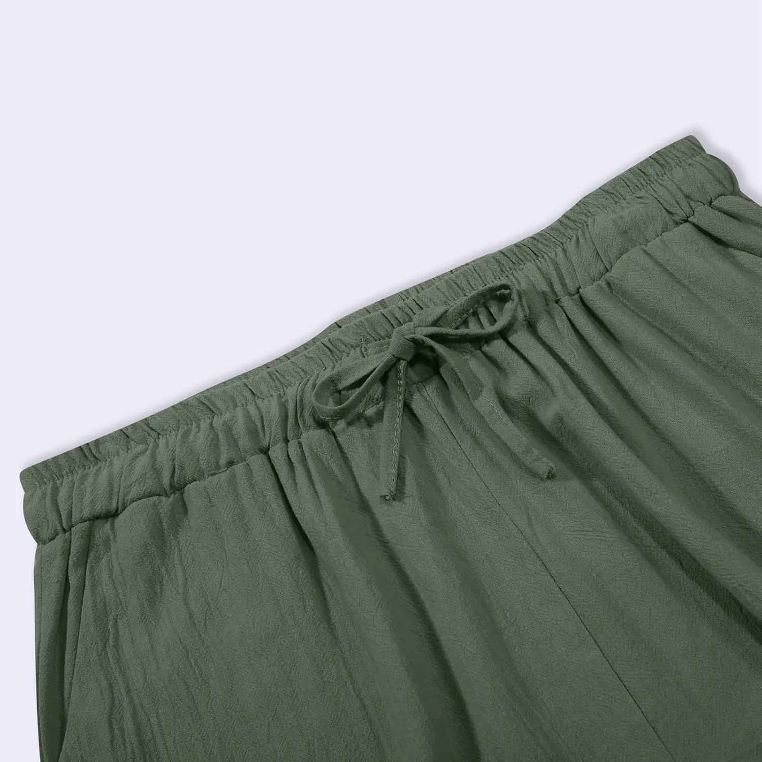 Cotton Linen Pants for Women 2025 Elastic Waist Baggy Summer Pants Wide Leg Comfy Breathable Lounge Pant with Pockets