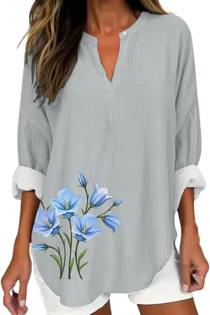 Cotton Linen Tops for Women 2025 Long Sleeve Cotton Oversized T Shirt White Linen Shirt Women Travel Clothes Women