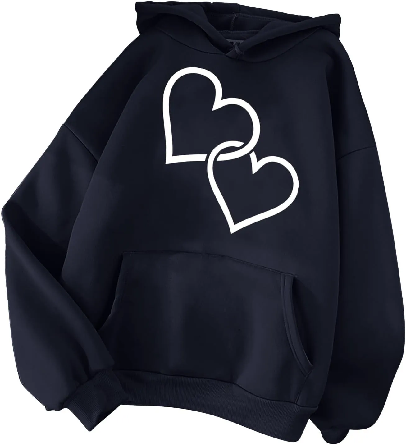ctdiral Women's Cute Heart Printed Hoodies Casual Long Sleeve Comfortable Hooded Sweatshirt with Pocket Fall Clothes