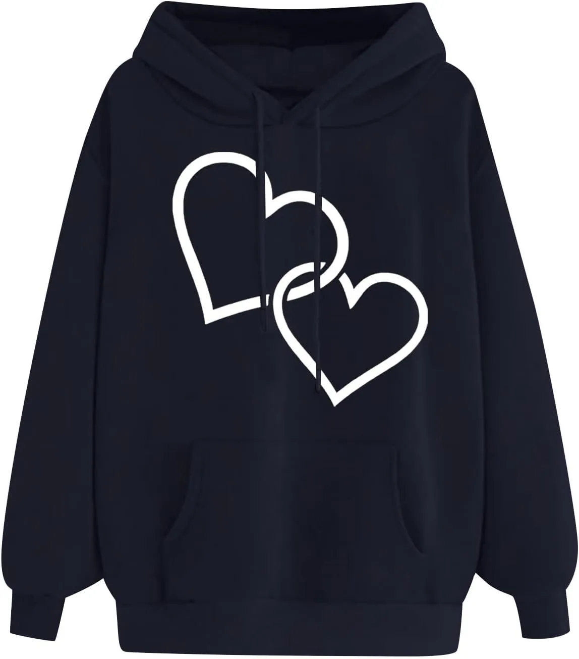 ctdiral Women's Cute Heart Printed Hoodies Casual Long Sleeve Comfortable Hooded Sweatshirt with Pocket Fall Clothes
