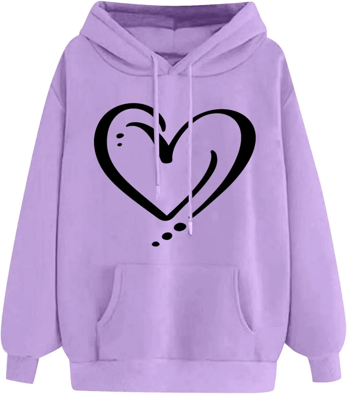 ctdiral Women's Cute Heart Printed Hoodies Casual Long Sleeve Comfortable Hooded Sweatshirt with Pocket Fall Clothes