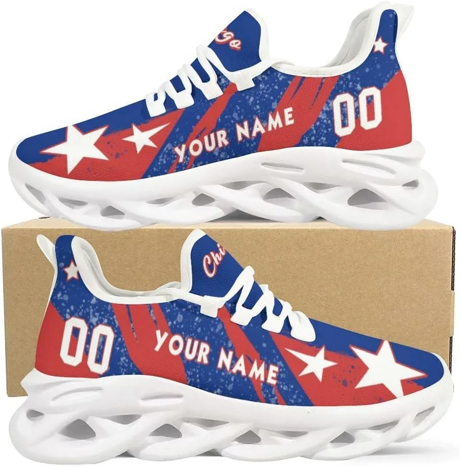 Custom Men's Sneakers Baseball Name & Number Breathable Fan Gift for Men Women Athletic Gym Slip-on Shoes Personalized Black White