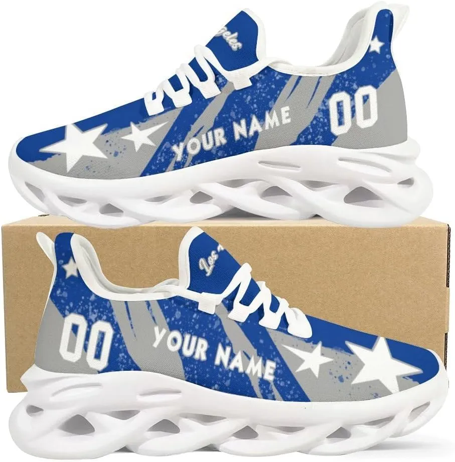 Custom Men's Sneakers Baseball Name & Number Breathable Fan Gift for Men Women Athletic Gym Slip-on Shoes Personalized Black White