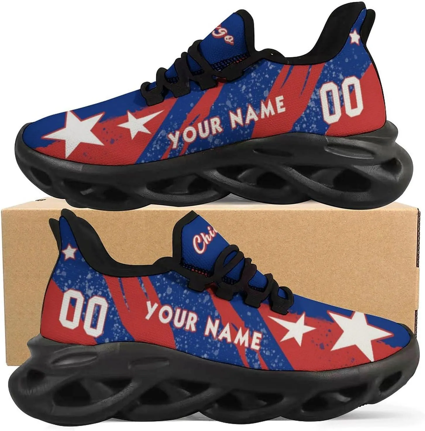 Custom Men's Sneakers Baseball Name & Number Breathable Fan Gift for Men Women Athletic Gym Slip-on Shoes Personalized Black White