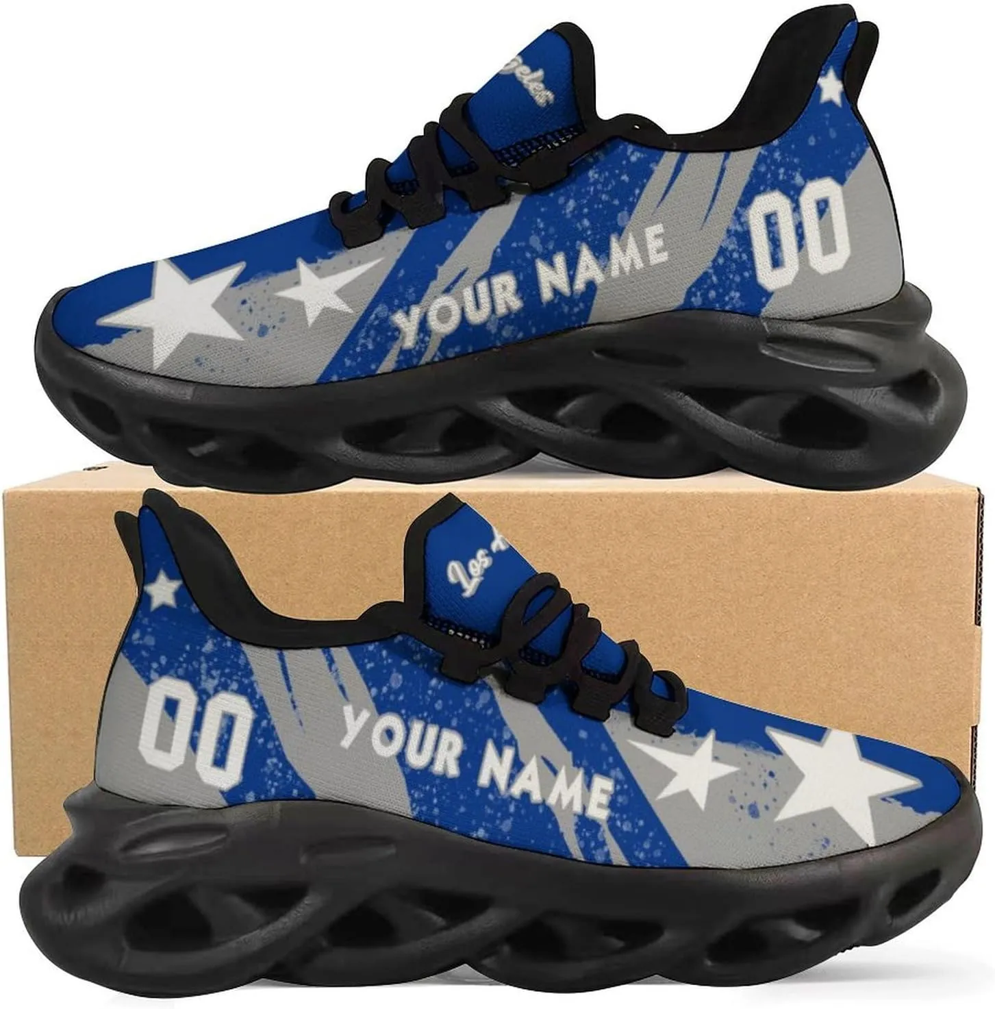 Custom Men's Sneakers Baseball Name & Number Breathable Fan Gift for Men Women Athletic Gym Slip-on Shoes Personalized Black White