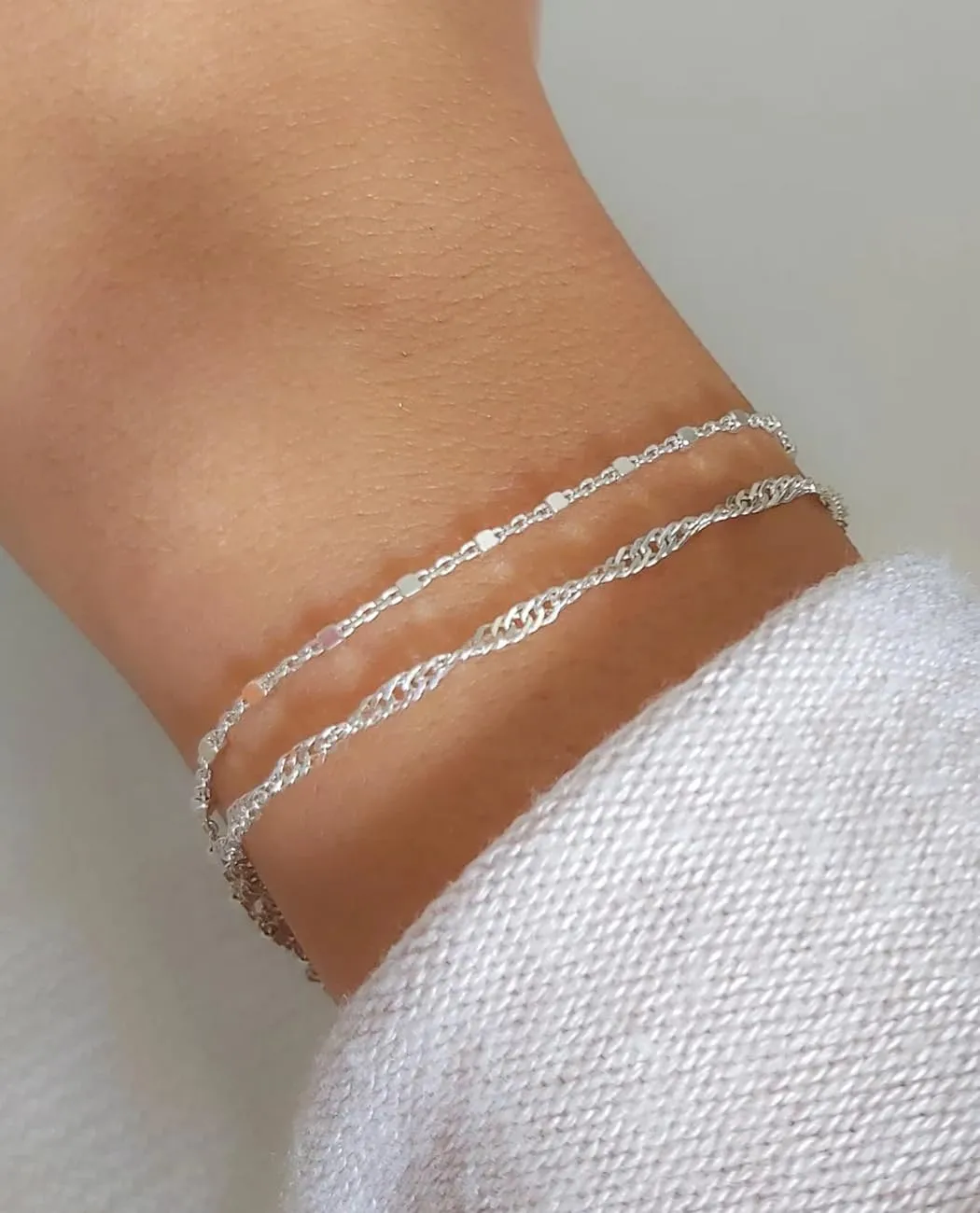 Dainty Link Silver Bracelets for Women Elegant,Sterling Silver Chain Bracelets for Women, Casual Silver Bracelet for Women's Gift