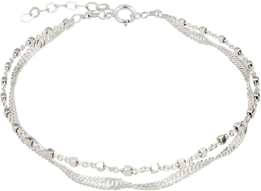 Dainty Link Silver Bracelets for Women Elegant,Sterling Silver Chain Bracelets for Women, Casual Silver Bracelet for Women's Gift