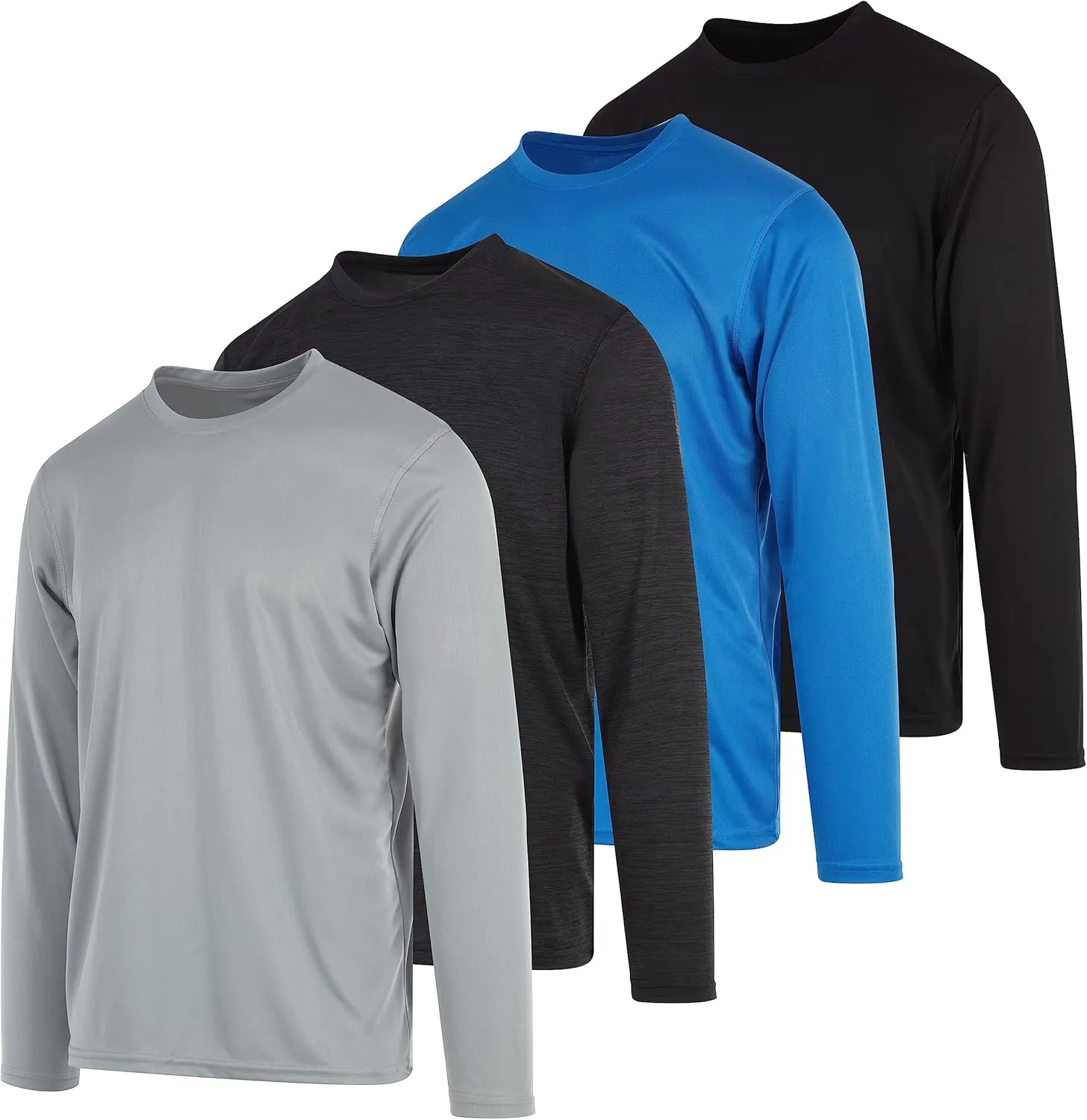 DARESAY 4-Pack: Mens Long Sleeve Tee Shirts, Long Sleeve Shirts for Men Pack of 4, Dri Fit Shirts for Men