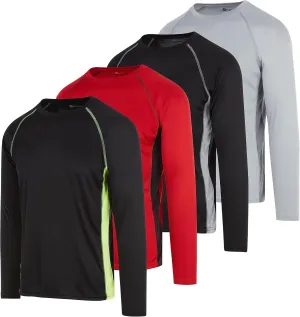 DARESAY 4-Pack: Mens Long Sleeve Tee Shirts, Long Sleeve Shirts for Men Pack of 4, Dri Fit Shirts for Men