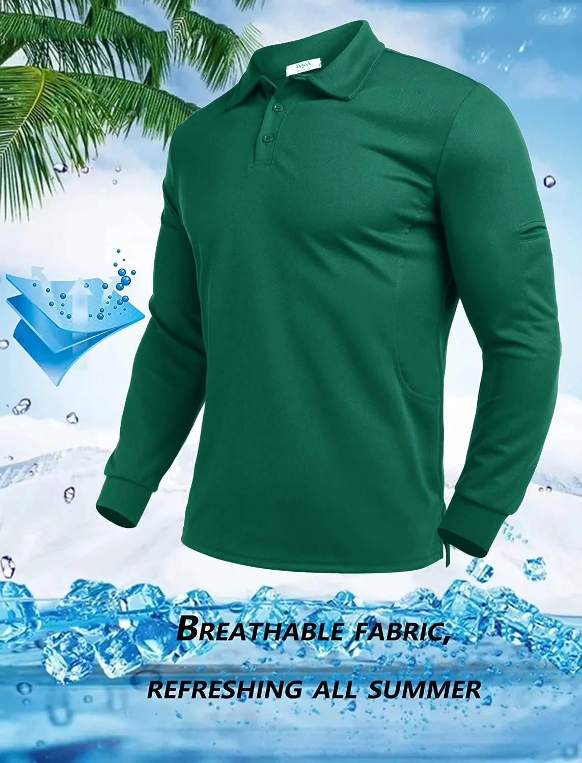 Deyeek Men's Polo Shirts Long Sleeve Golf Polo Shirts for Men Quick Dry UPF 50  Sun Protection Polos Casual Collared Shirts
