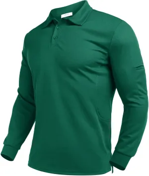Deyeek Men's Polo Shirts Long Sleeve Golf Polo Shirts for Men Quick Dry UPF 50  Sun Protection Polos Casual Collared Shirts
