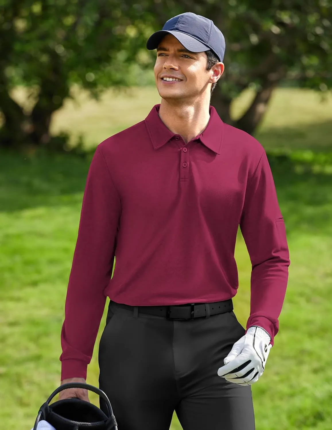 Deyeek Men's Polo Shirts Long Sleeve Golf Polo Shirts for Men Quick Dry UPF 50  Sun Protection Polos Casual Collared Shirts