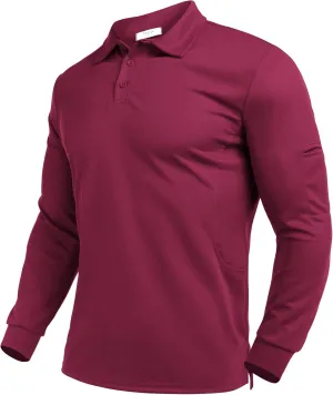 Deyeek Men's Polo Shirts Long Sleeve Golf Polo Shirts for Men Quick Dry UPF 50  Sun Protection Polos Casual Collared Shirts