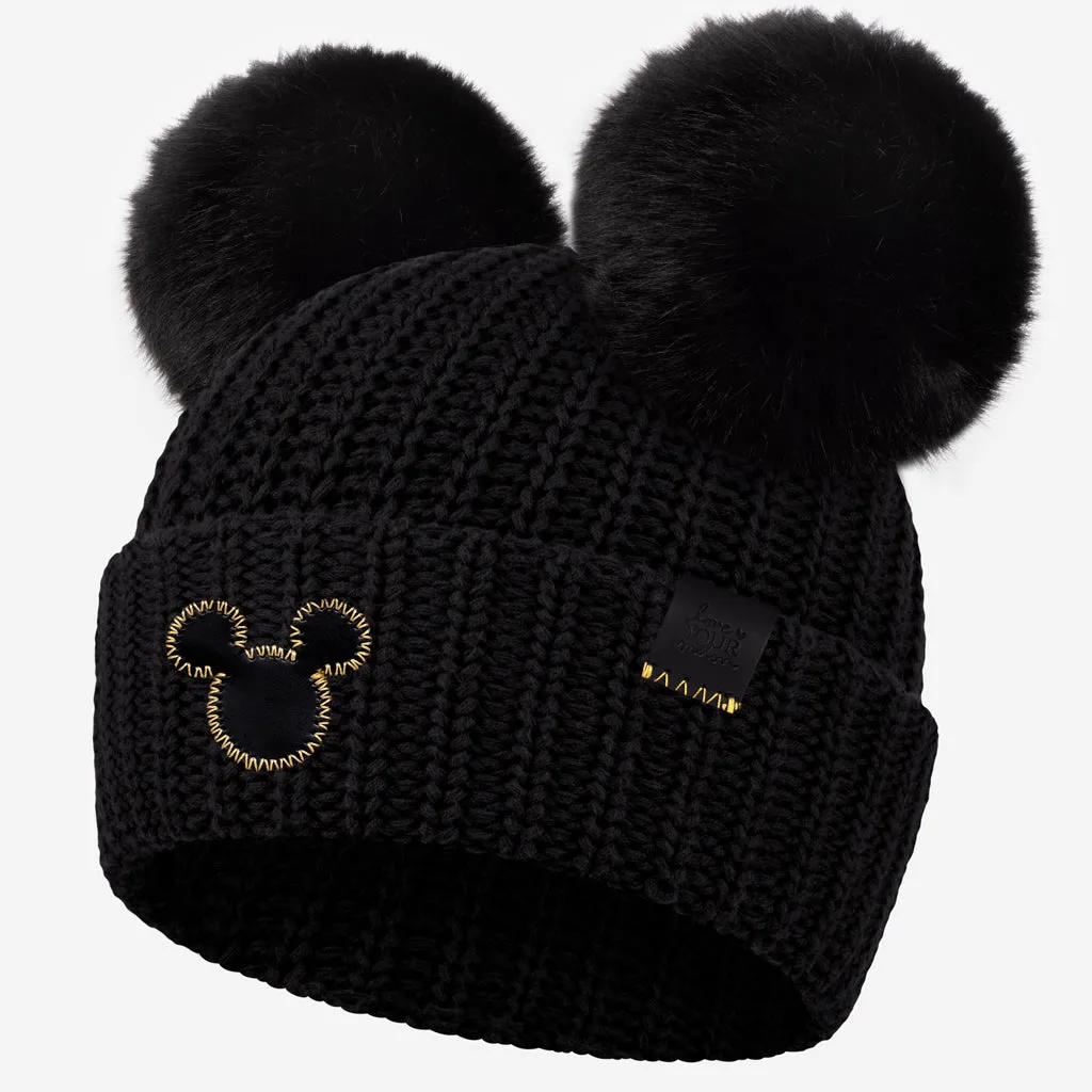 Disney's Mickey Mouse Black Double Pom Beanie